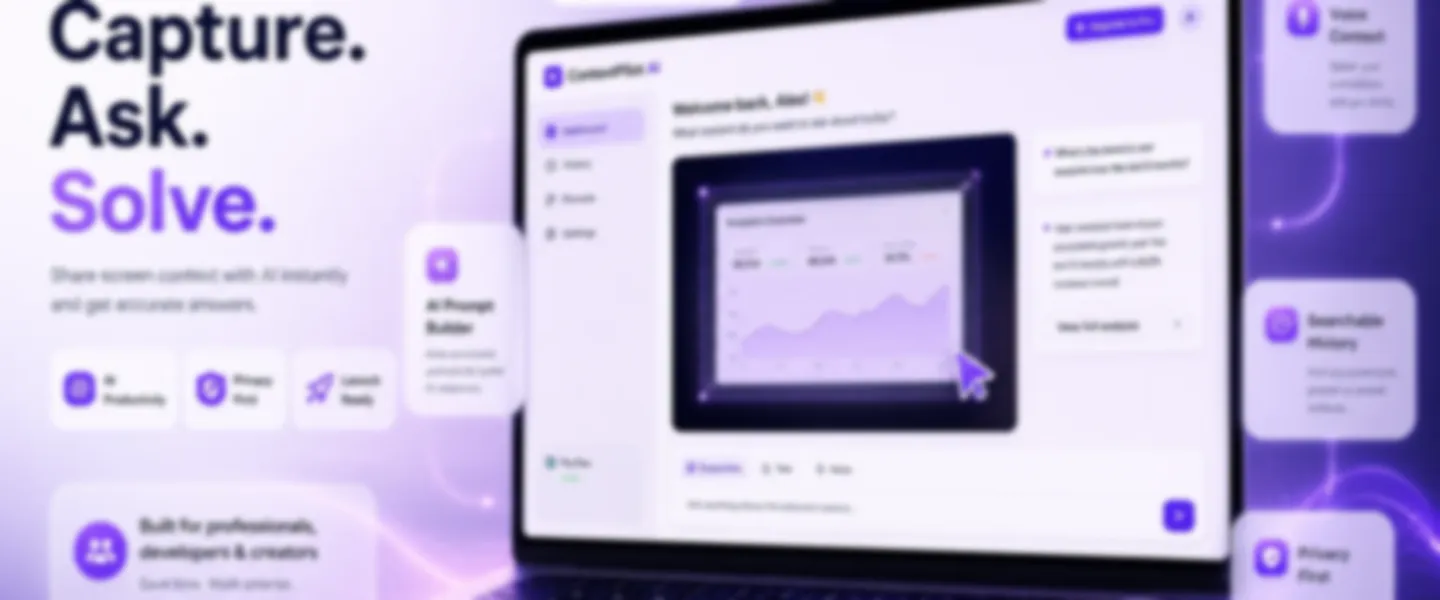 Screenshot of AI Productivity Platform with Visual Context Sharing