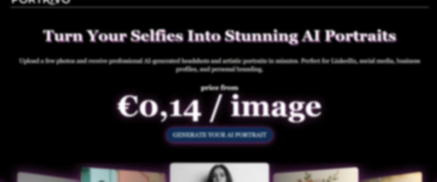 Screenshot of AI Portrait Generation Platform with Payment Processing & Style Packs