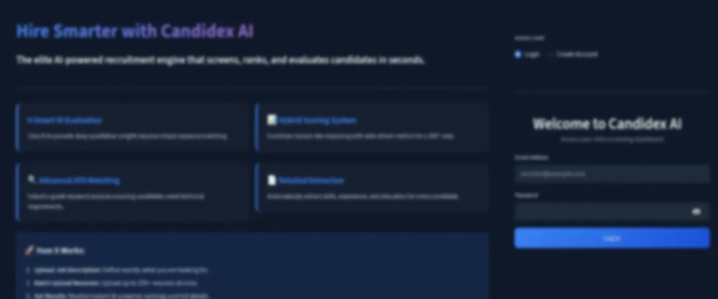 Screenshot of AI-Powered Recruitment Screening Platform with Resume Analysis Engine