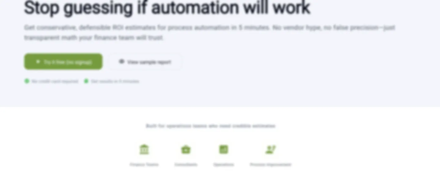 Screenshot of Production-Ready B2B SaaS for Automation ROI Assessment and Feasibility Scoring