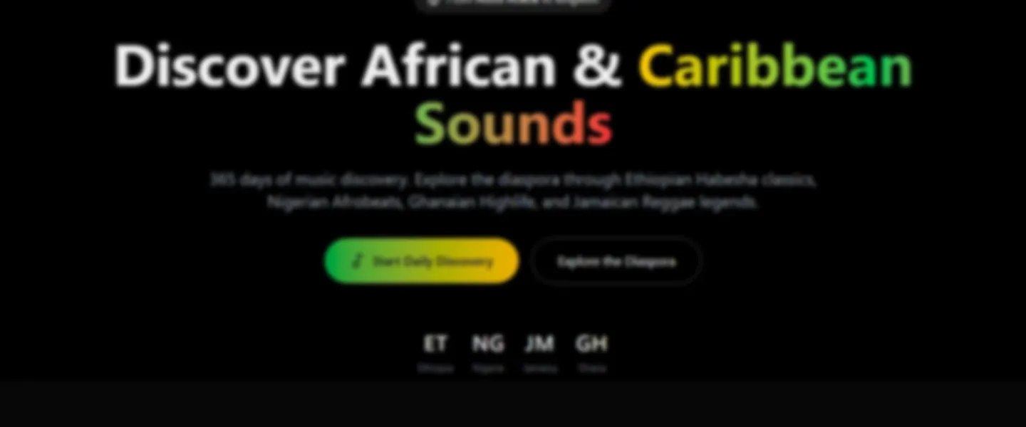 Screenshot of Curated Ethiopian & Reggae Music Streaming Platform