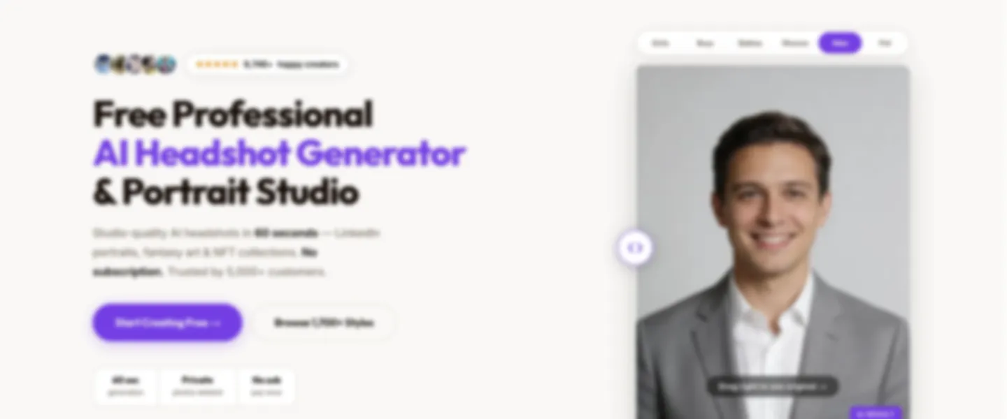 Screenshot of AI-Powered Professional Headshot Generation SaaS