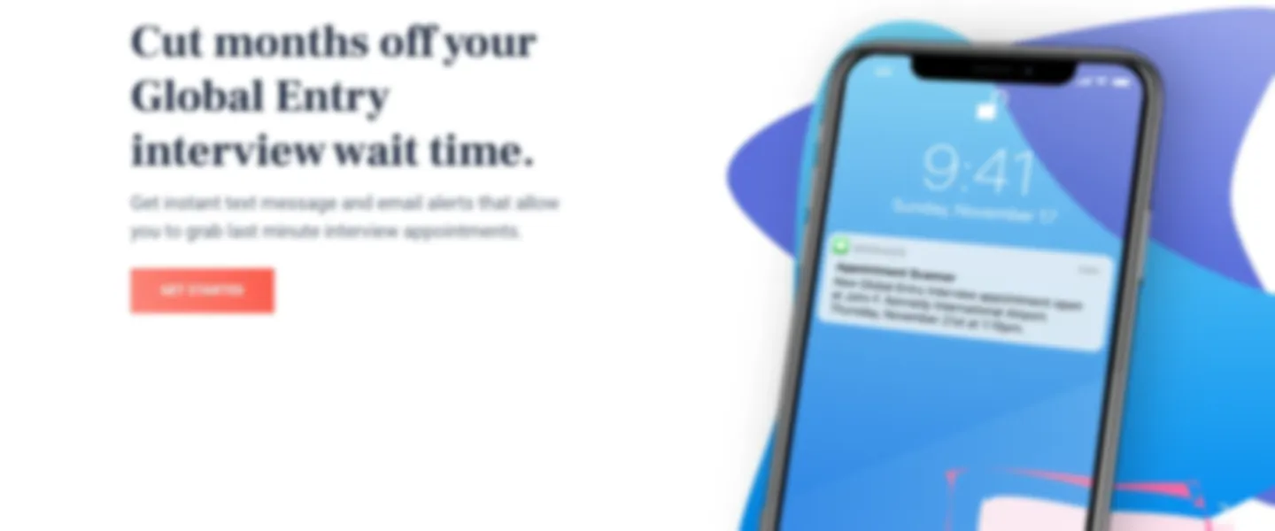 Screenshot of Global Entry Appointment Alert Service with Recent Media Coverage