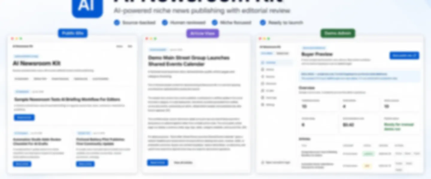 Screenshot of AI Newsroom Kit — Next.js + Supabase AI Publishing Automation Platform