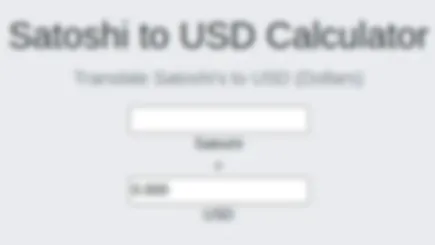 Satoshi To Usd Calculator