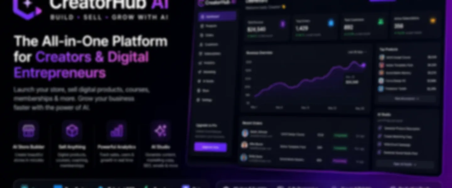 Screenshot of AI-Powered Creator Platform with Storefront Builder and Payment Processing