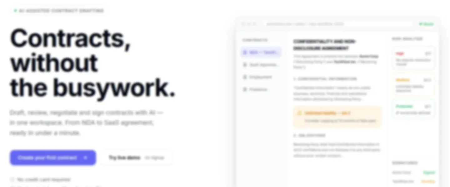 Screenshot of AI Contract Automation SaaS with Multi-Provider Integration & Marketplace