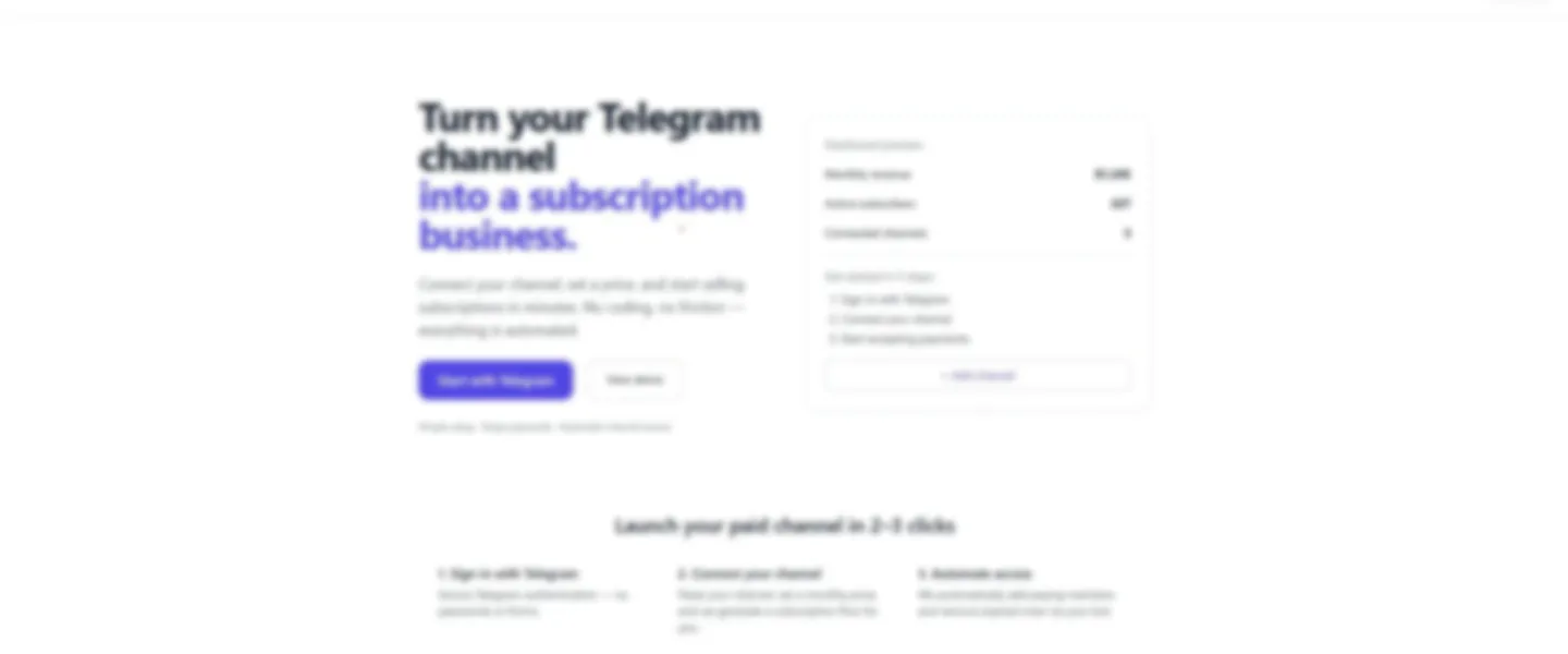 Fully Automated Telegram Subscription SaaS