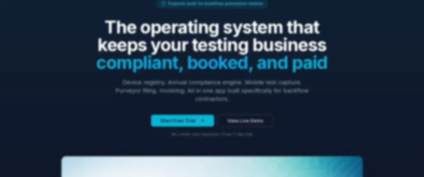 Screenshot of Complete SaaS Platform for Backflow Testing Compliance Management