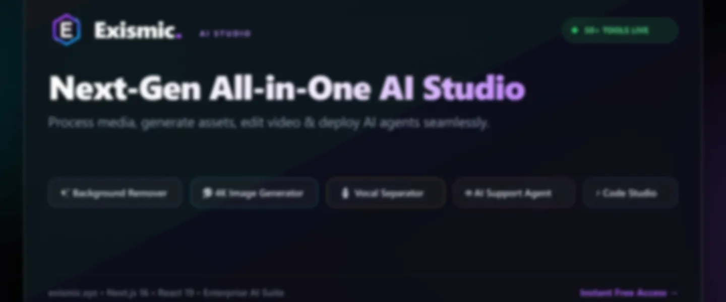 Screenshot of Exismic – Complete AI Workspace SaaS with 50+ Tools & B2B Agent Builder
