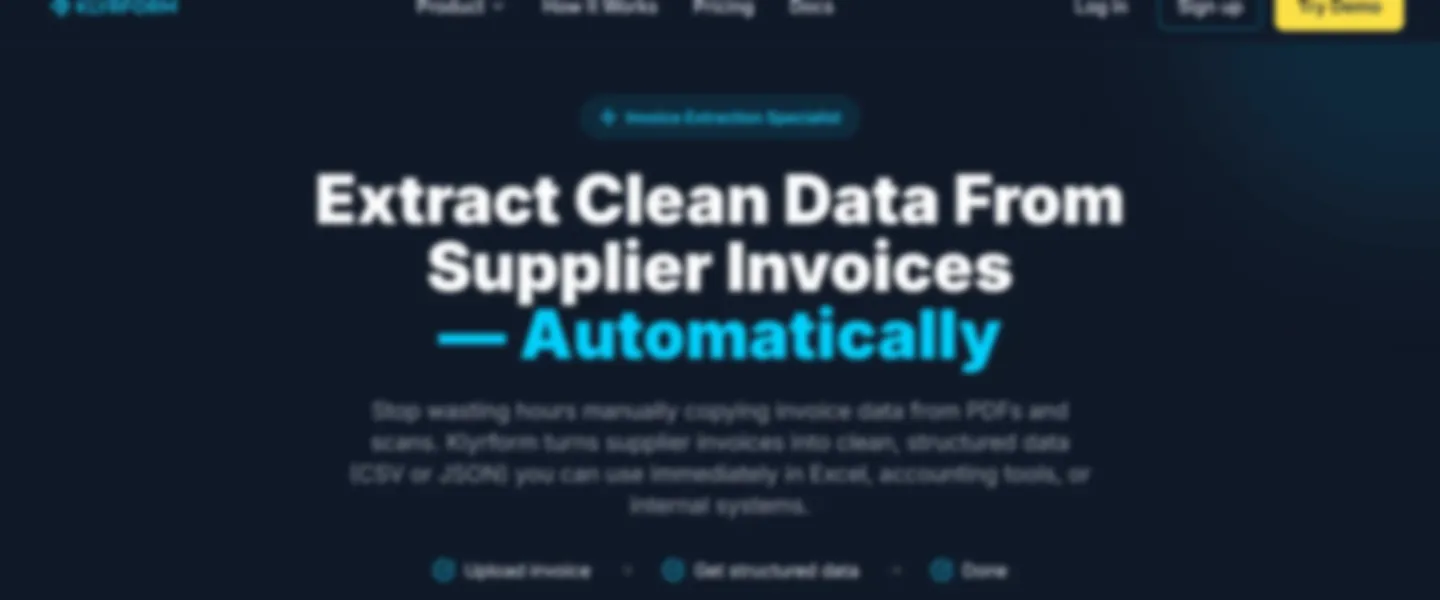 Screenshot of AI-Powered Invoice Data Extraction SaaS with API Integration