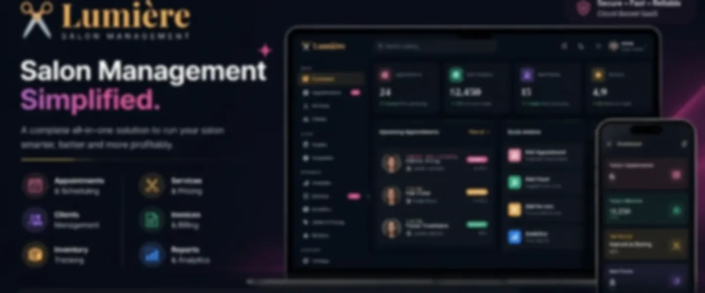 Screenshot of Complete Salon Management Platform with Booking and Staff Tracking