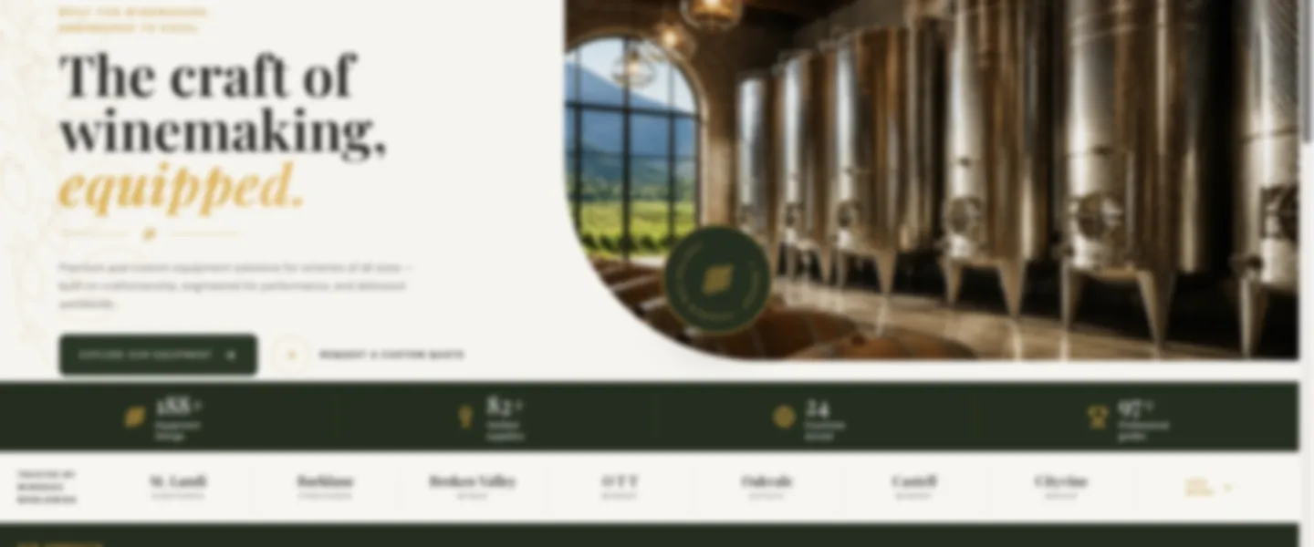 Screenshot of B2B Winery Equipment Marketplace with 188+ Listings