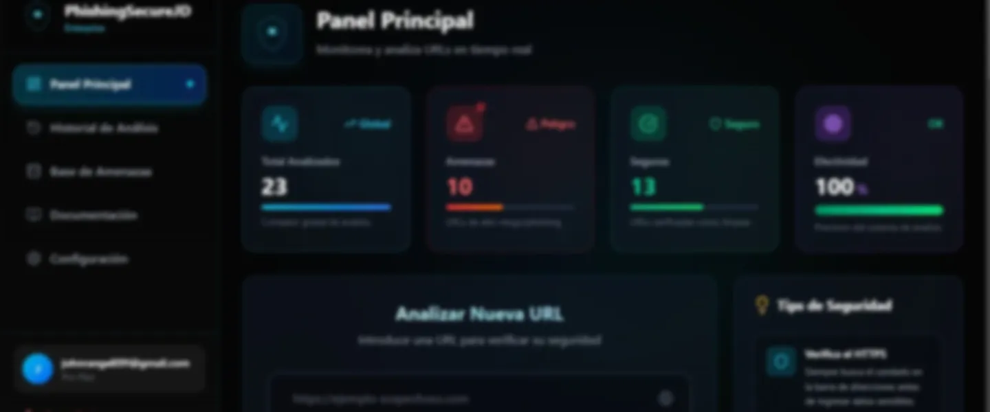 Screenshot of Cybersecurity SaaS Platform for URL Phishing Detection and Analysis