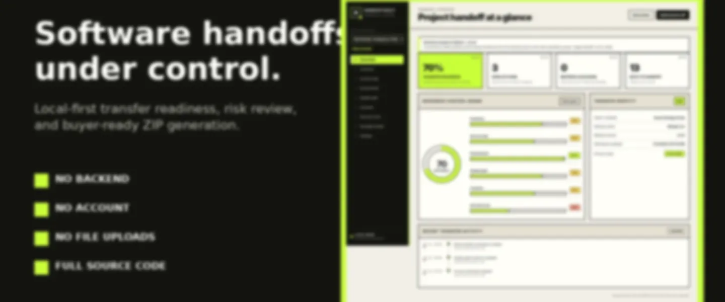 Screenshot of HandoffVault — Project Handoff & Security Audit Workspace