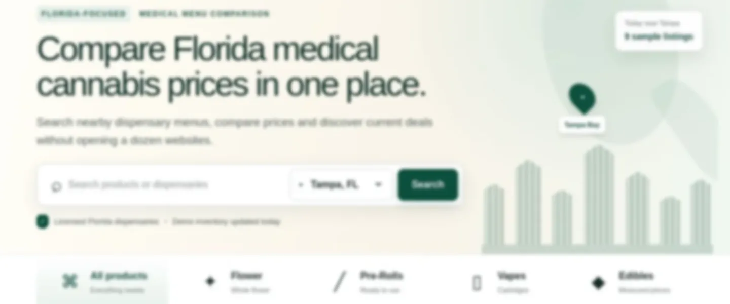 Screenshot of Florida Medical Cannabis Menu Comparison Web Application Prototype