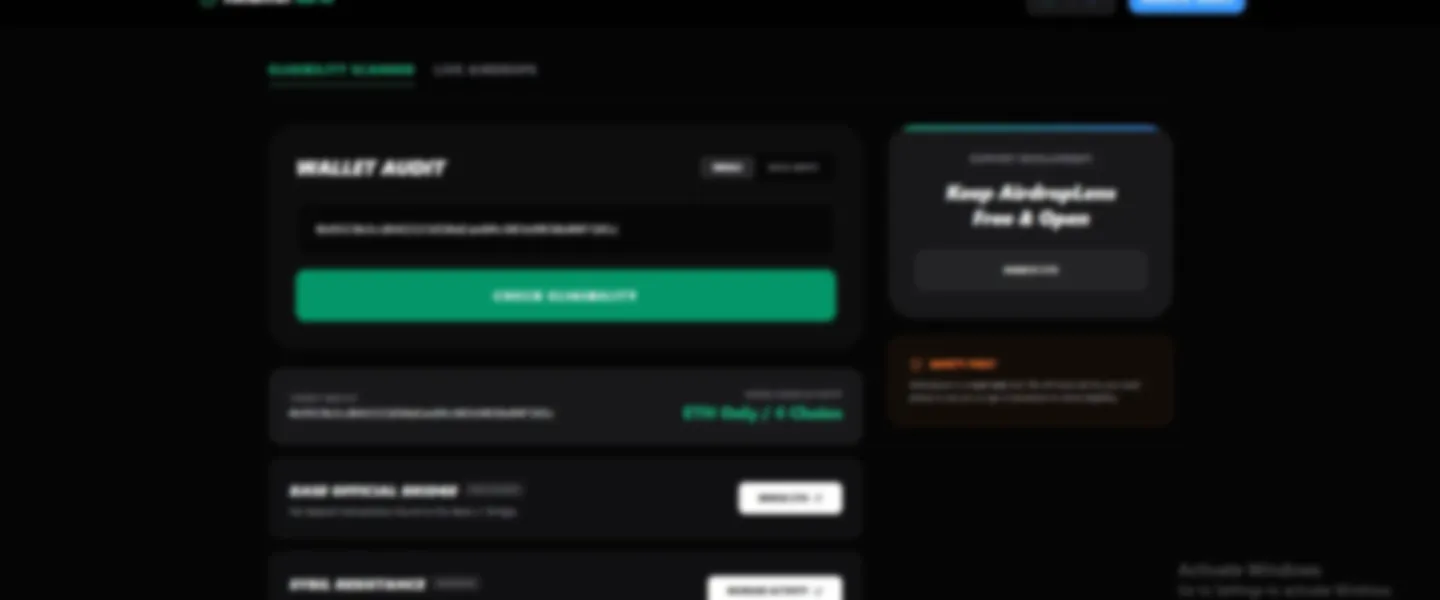 Screenshot of On-Chain Airdrop Eligibility Auditor for Base & Ethereum