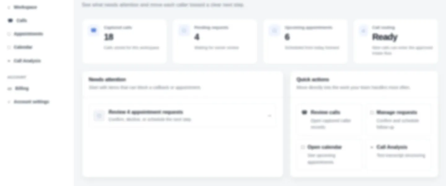 Screenshot of Complete Pre-Revenue SaaS for Missed Call Management and Scheduling