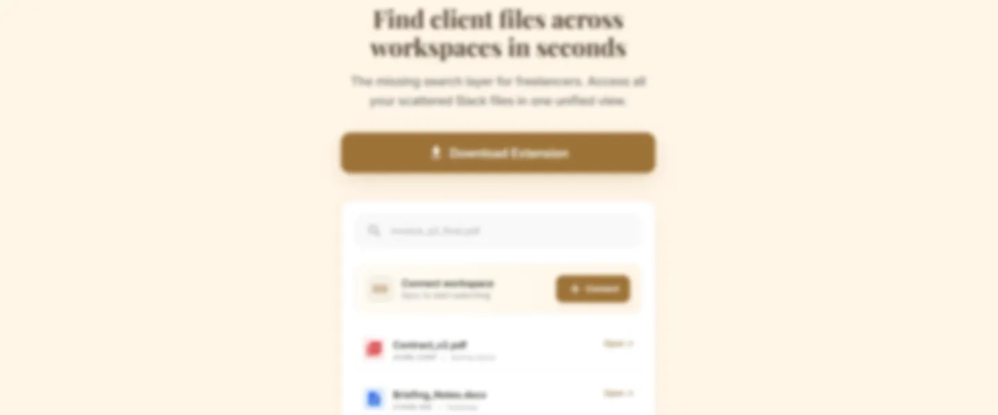 Screenshot of Multi-Workspace Slack File Search Chrome Extension - Production Ready