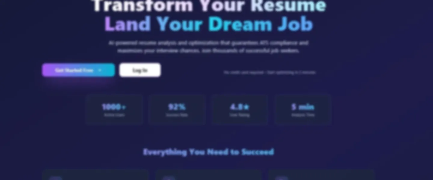 Screenshot of AI-Powered Resume Optimization and Job Search Platform