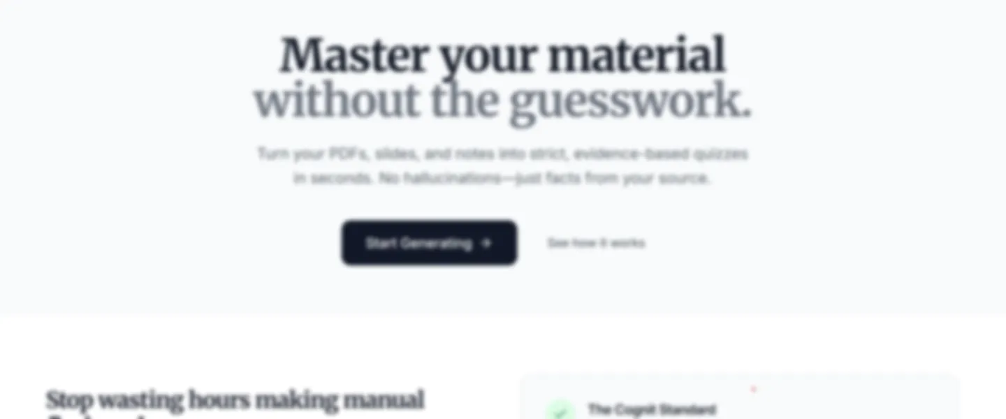 Screenshot of AI-Powered Quiz Generator with Evidence-Backed Questions