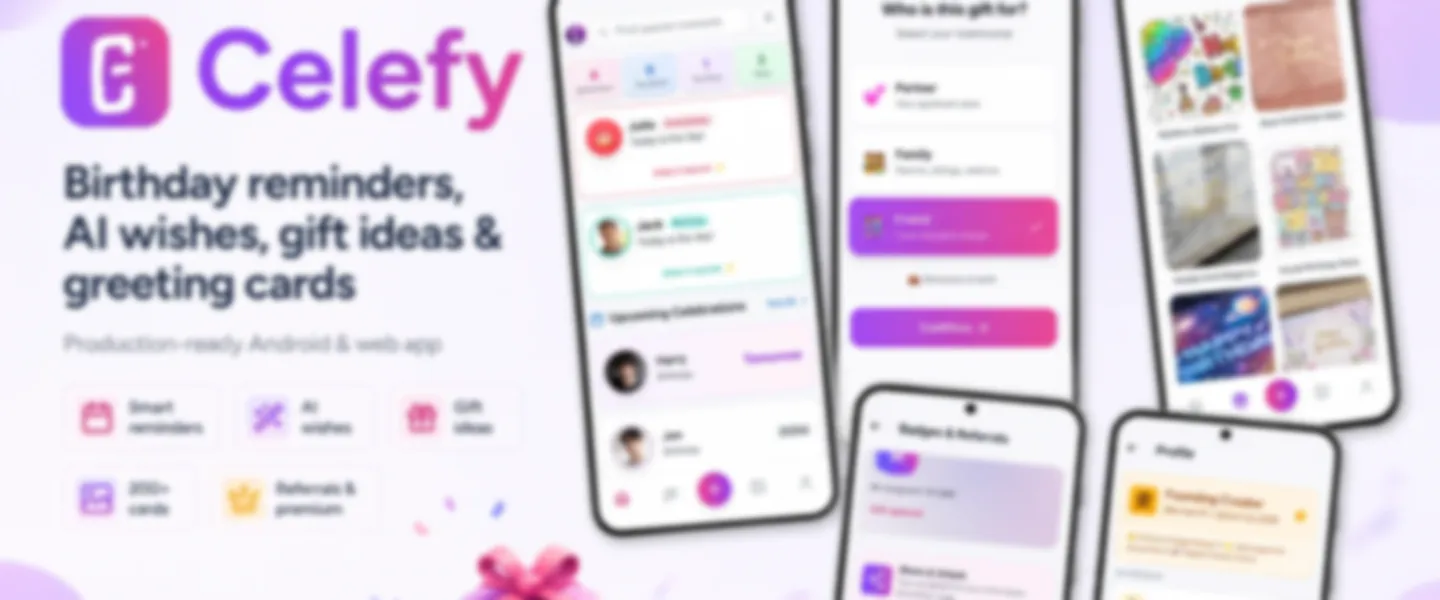 Screenshot of AI-Powered Birthday Reminder App with Gift Suggestions and Greeting Cards