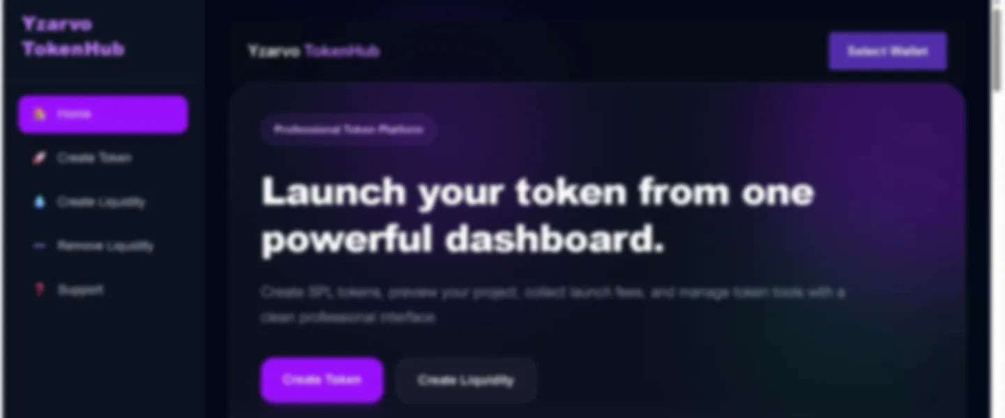 Screenshot of Web3 Token Creation Platform for Solana Ecosystem