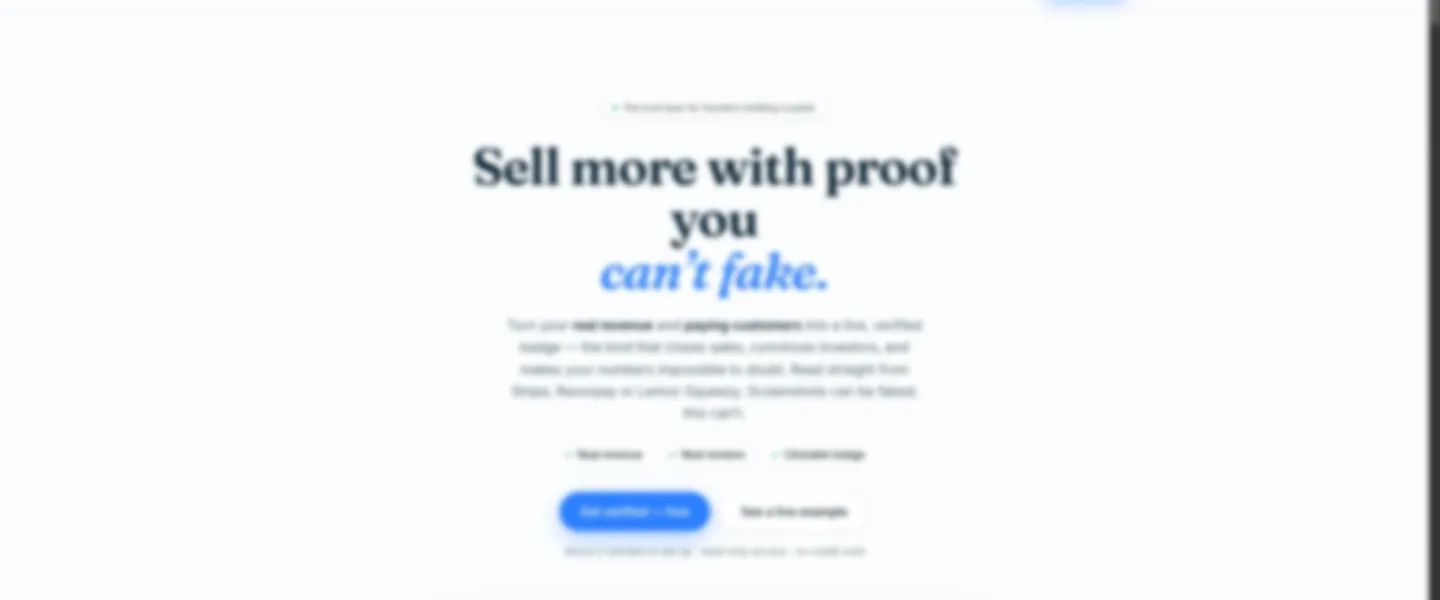 Screenshot of Revenue Verification SaaS with Payment-Verified Reviews