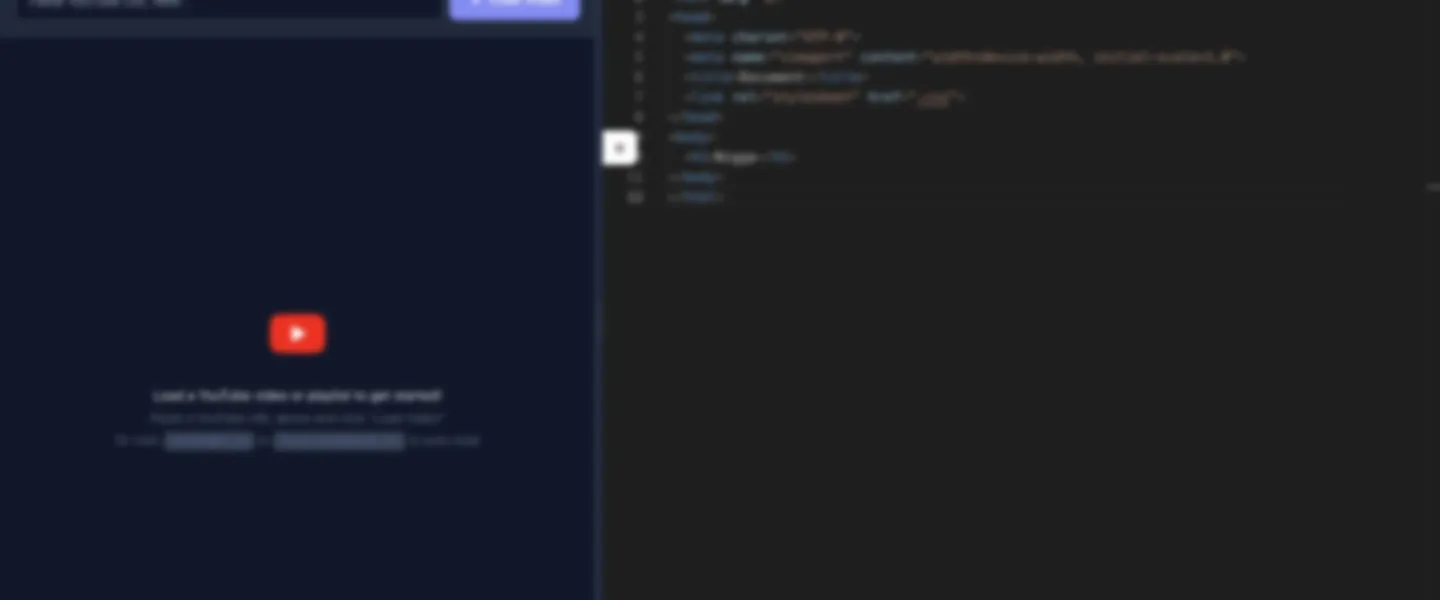 Screenshot of Interactive Coding Platform That Connects YouTube Tutorials with IDE Workspace