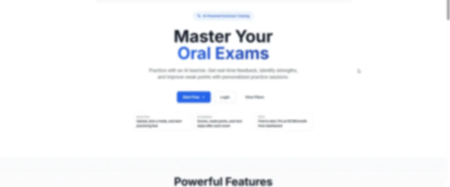Screenshot of AI-Powered Oral Exam Preparation SaaS with Stripe Integration