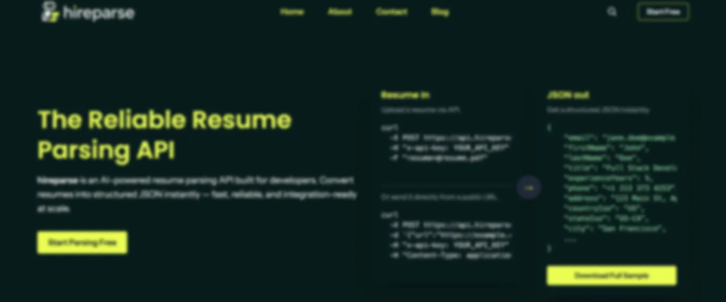 Screenshot of hireparse