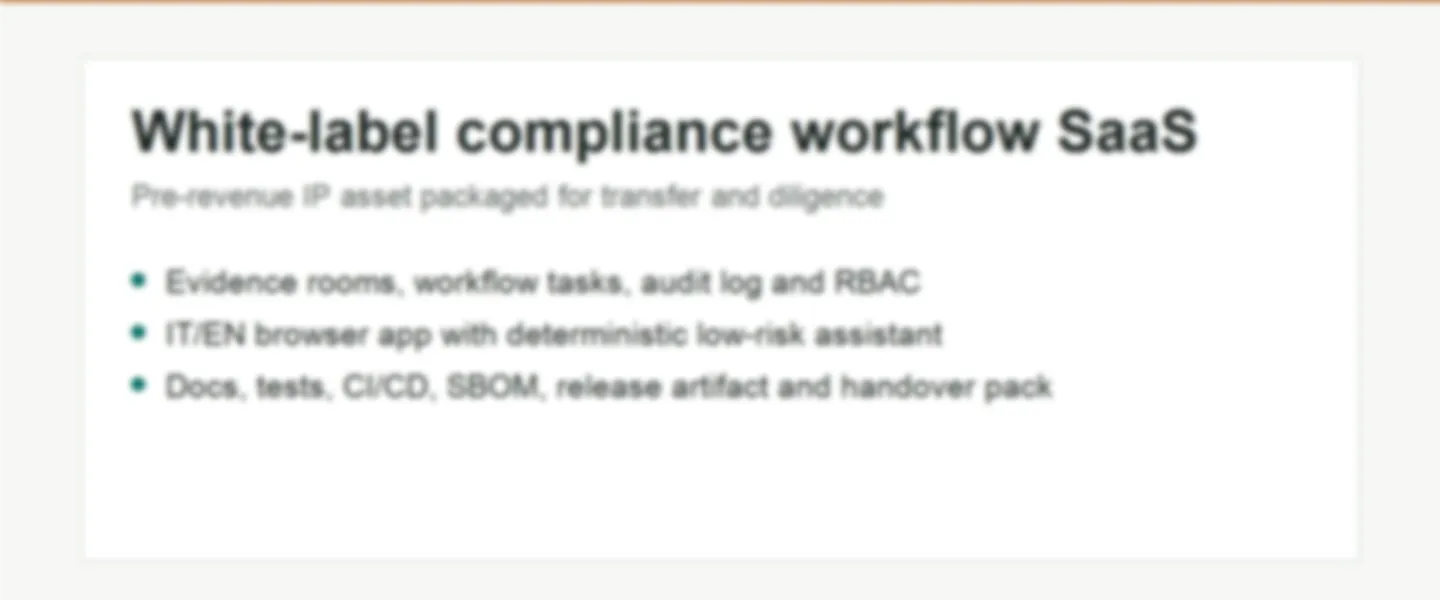 Screenshot of DossierFlow EU — White-Label Compliance SaaS Prototype with Source Code