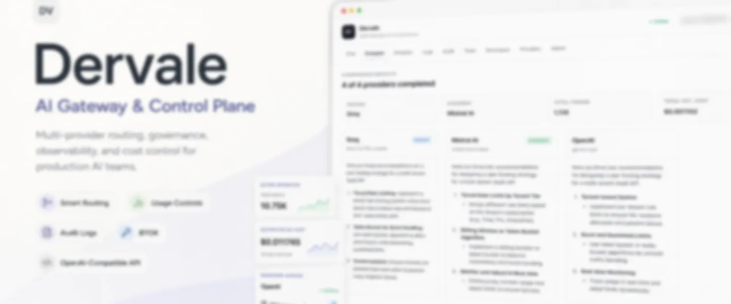 Screenshot of Dervale - Multi-Provider AI Gateway & Control Plane